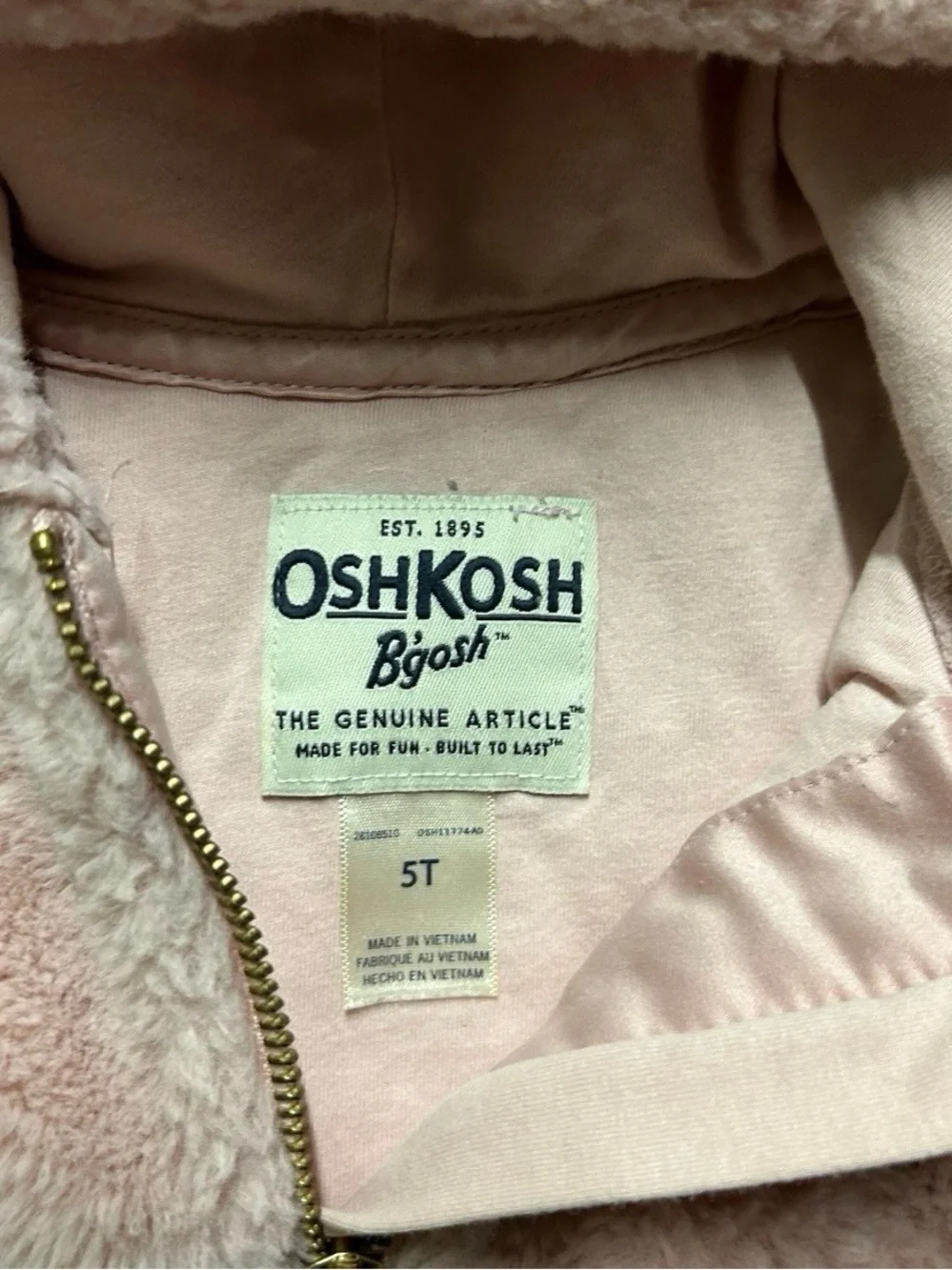 Toddler Girl Oshkosh Winter Pink Fur Full Zip Jacket Size 5T